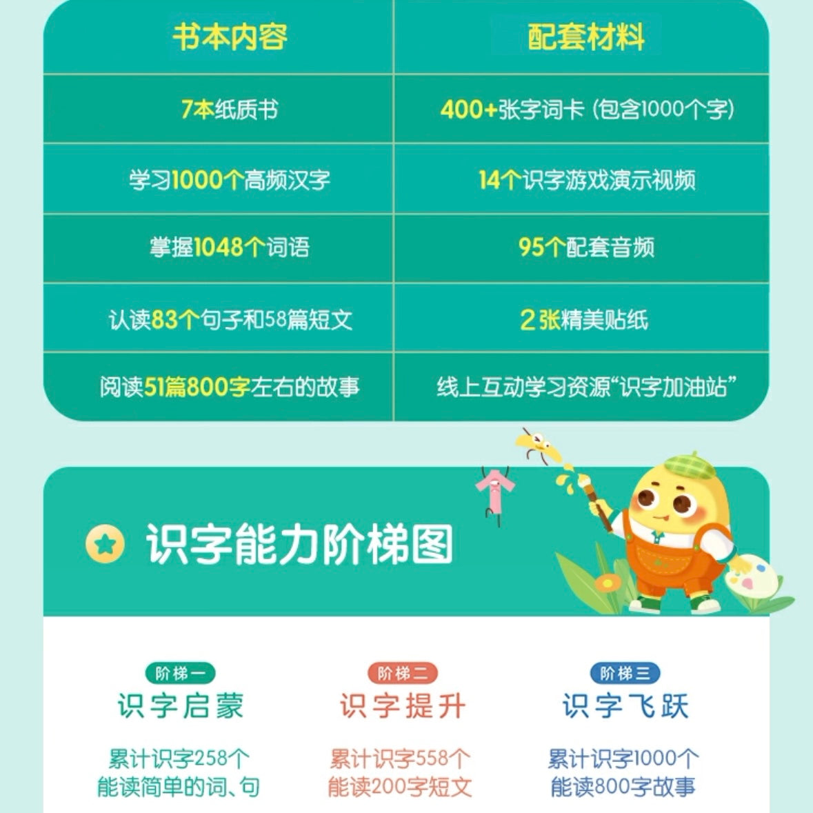 摩比爱识字(全7册+400张字卡)